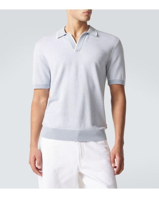 Orlebar Brown Blue Horton Cotton And Wool Pique Polo Shirt for men