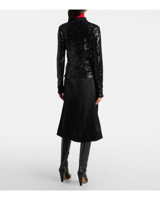 Polo Ralph Lauren Black Sequined Long-Sleeve Polo Shirt