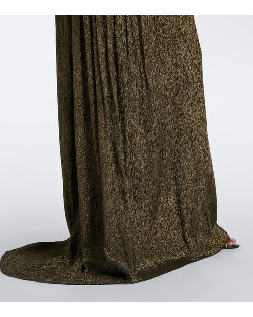 Valentino Green Embellished Silk-Blend Gown