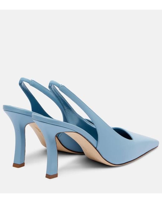 Manolo Blahnik Blue Slingback-Pumps Moirasli Aus Leder