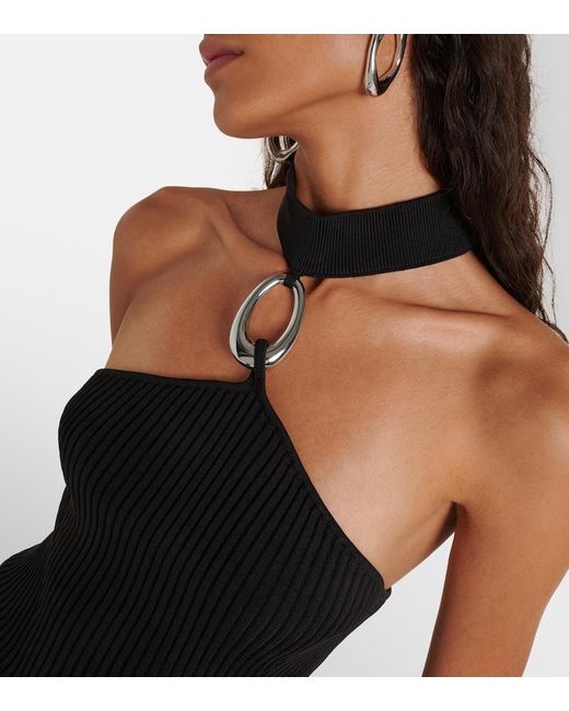 Jonathan Simkhai Black Rubie Halterneck Stretch-Woven Top