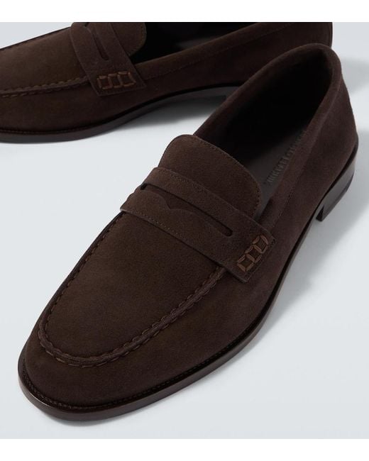 Manolo Blahnik Brown Perry Suede Penny Loafers for men
