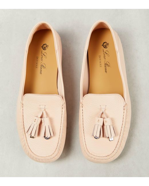 Loro Piana Natural Dot Sole Walk Leather Moccasins