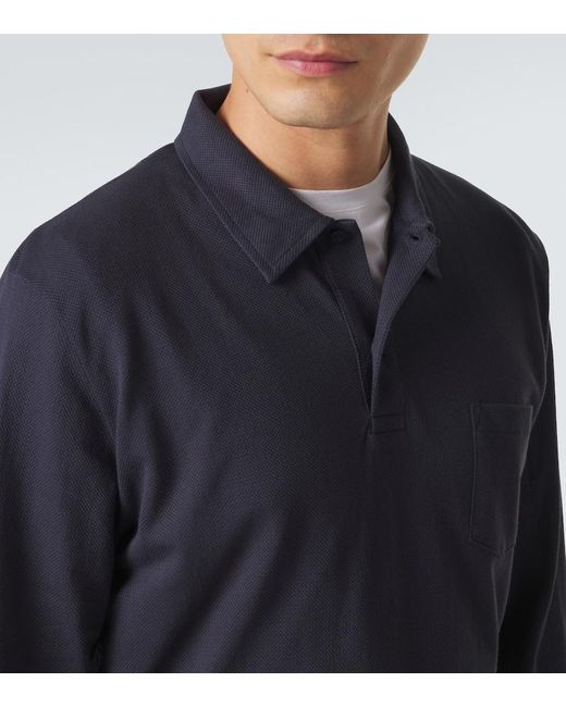 Sunspel Blue Riviera Cotton Polo Shirt for men