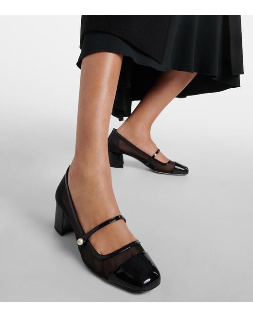 Jimmy Choo Black Elisa 45 Mesh Mary Jane Pumps