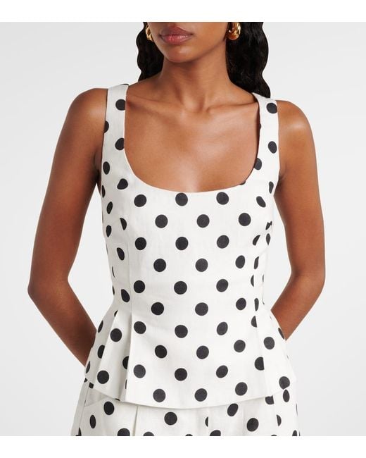 Posse White Rosalie Polka-Dot Linen Top