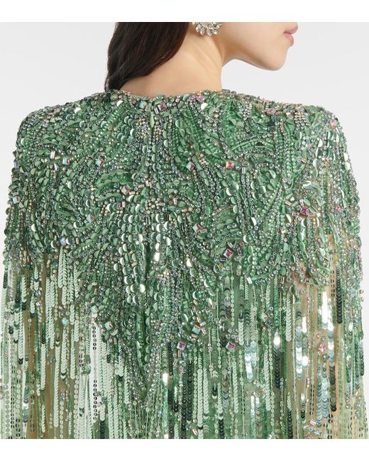 Jenny Packham Green Rush Sequined Gown