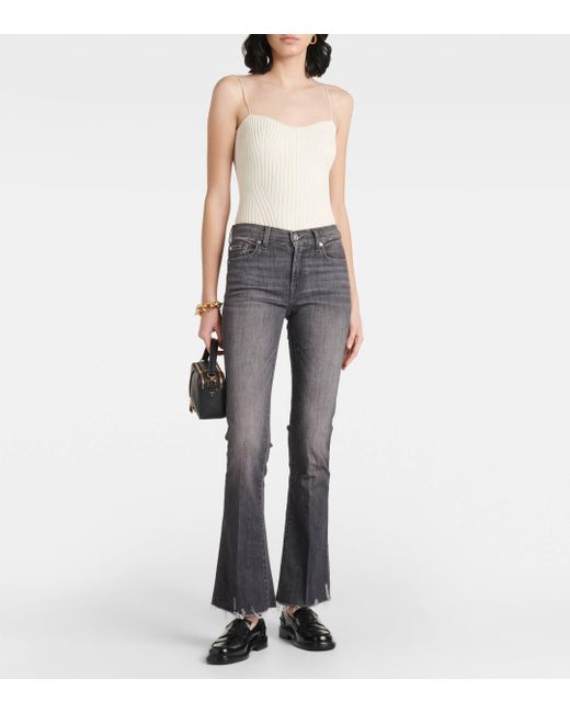 7 For All Mankind Gray Mid-rise Bootcut Jeans