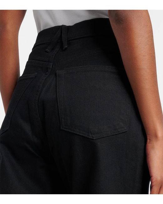 SLVRLAKE Denim Blue London Mid-Rise Cropped Straight Jeans