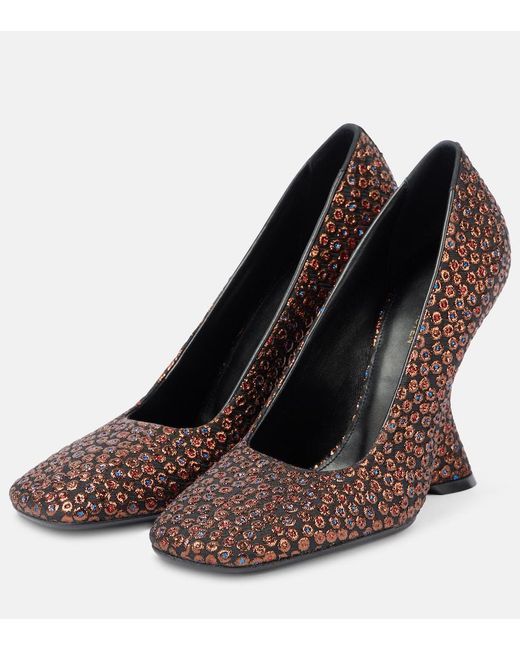 Dries Van Noten Brown Jacquard Wedge Pumps