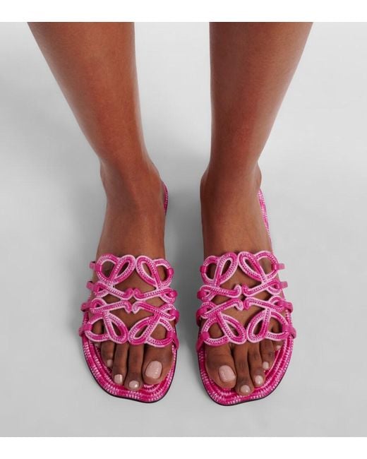 Loewe Pink Paula's Ibiza Petal Anagram Canvas Slides