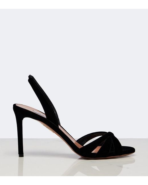 Aquazzura Black Tati Velvet Slingback Sandals