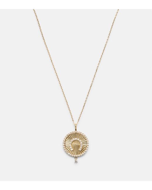 PERSÉE White Lucky Charm Horseshoe 18Kt Necklace With Diamonds