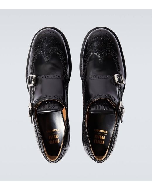 Miu Miu X Church's Monkstrap-Schuhe Aus Leder in Black für Herren