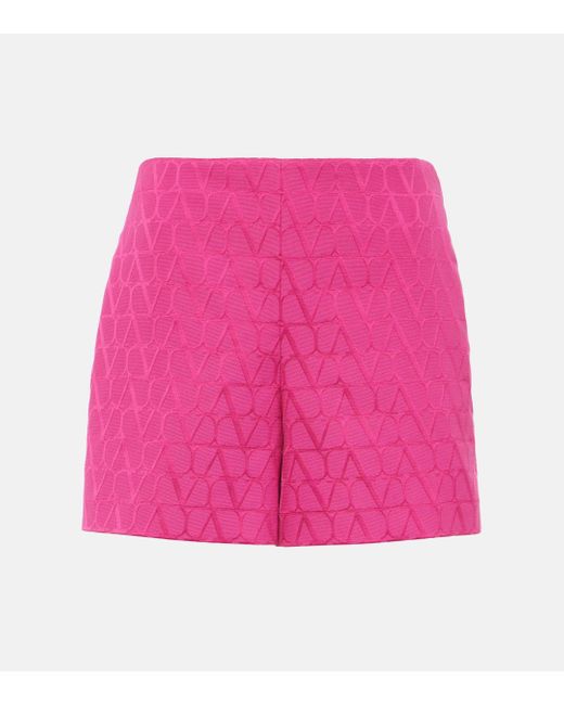 Valentino Pink Vlogo Cotton-blend Shorts