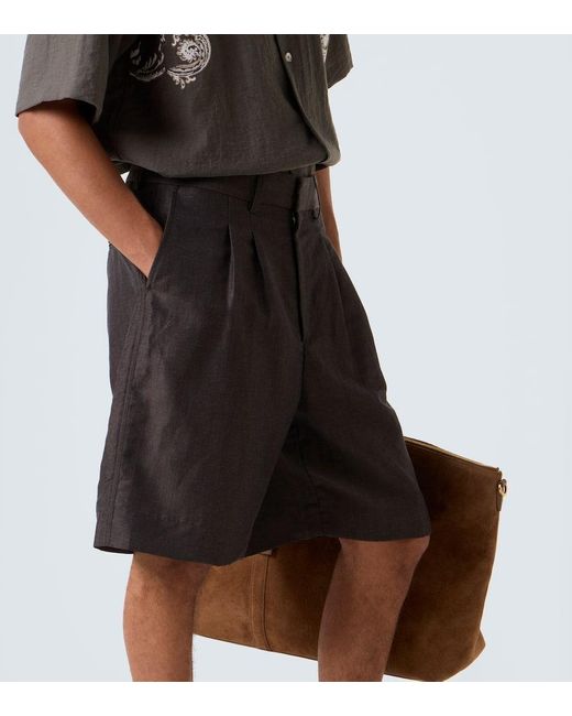 Commas Black Linen And Wool Shorts for men