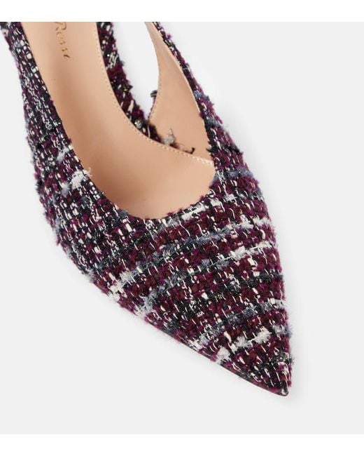 Gianvito Rossi Purple 55 Boucle Slingback Pumps