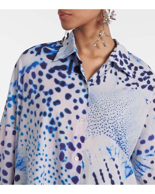 Dries Van Noten Blue Printed Cotton Voile Shirt
