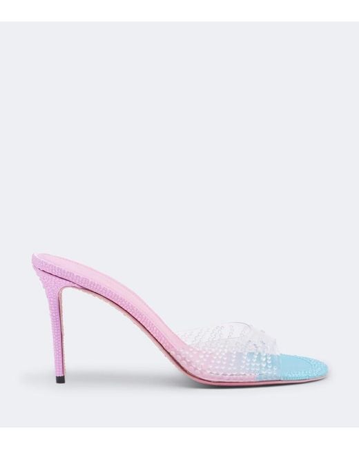 Mach & Mach Pink Crystal Flame Embellished Pvc Mules