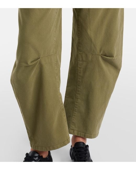 Nili Lotan Green Shon Cotton Twill Barrel-Leg Pants