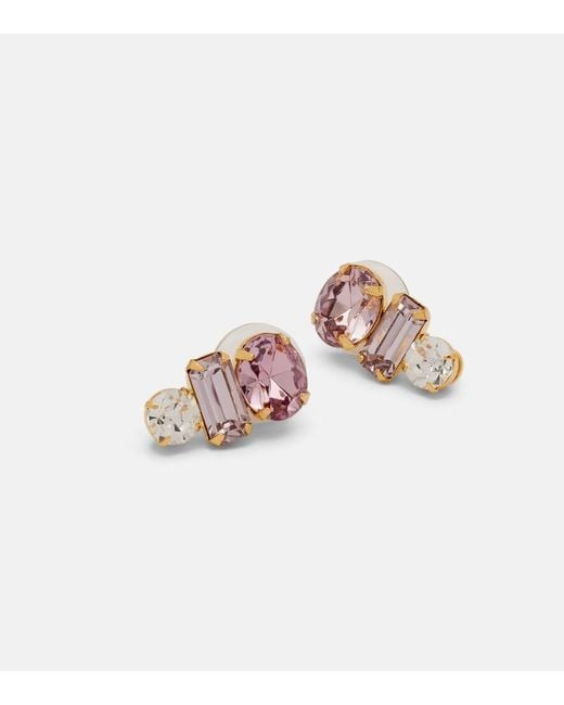 Jennifer Behr White Patricia Crystal-Embellished Earrings