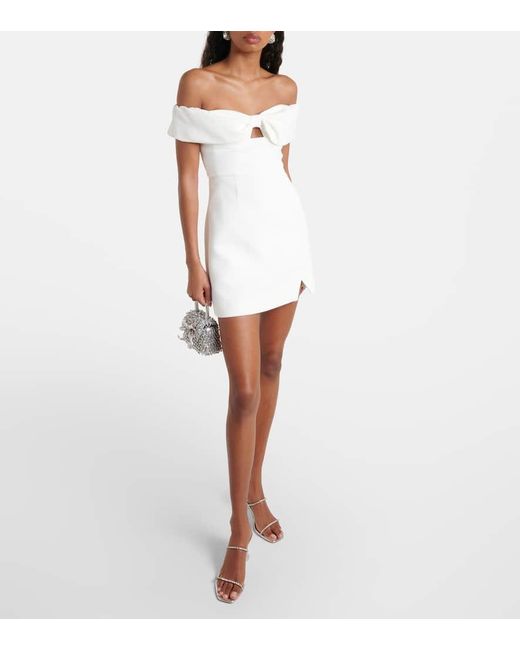 Self-Portrait White Off-Shoulder-Minikleid Aus Crepe