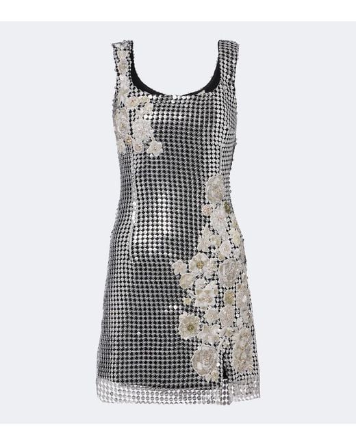 La Fuori Black Shell Sequined Chainmail Minidress