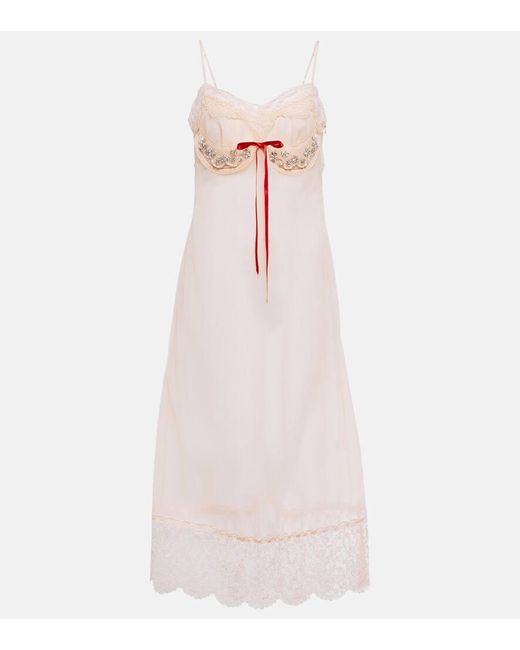 Simone Rocha Pink Embellished Slip Dress