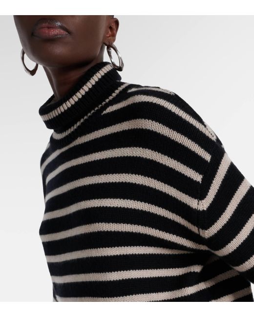 Lisa Yang Black Fleur Striped Cashmere Sweater