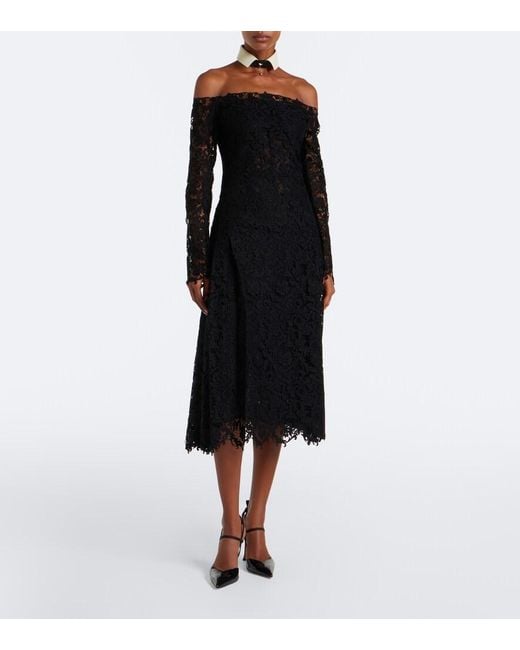 Fendi Black Off-Shoulder Lace Bustier Dress