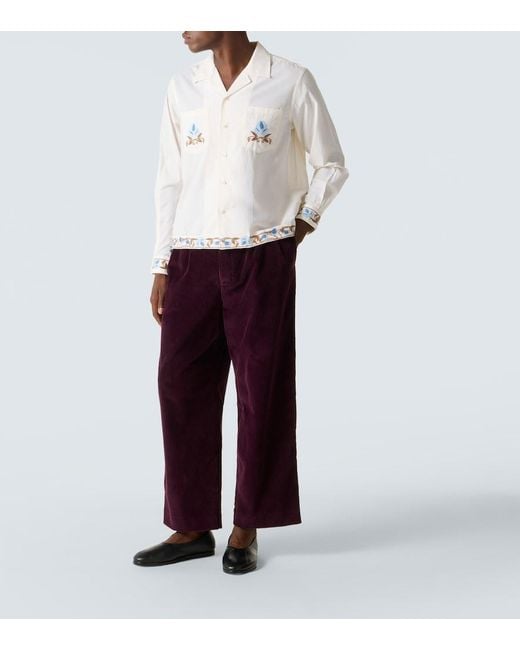 Bode White Nouveau Vine Cotton Poplin Shirt for men