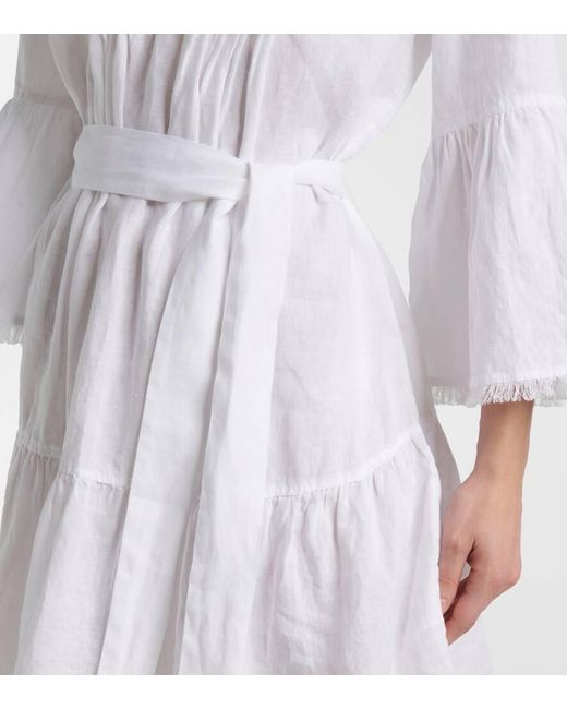 Caftan De Lino Con Cinturon Heidi Klein de color White