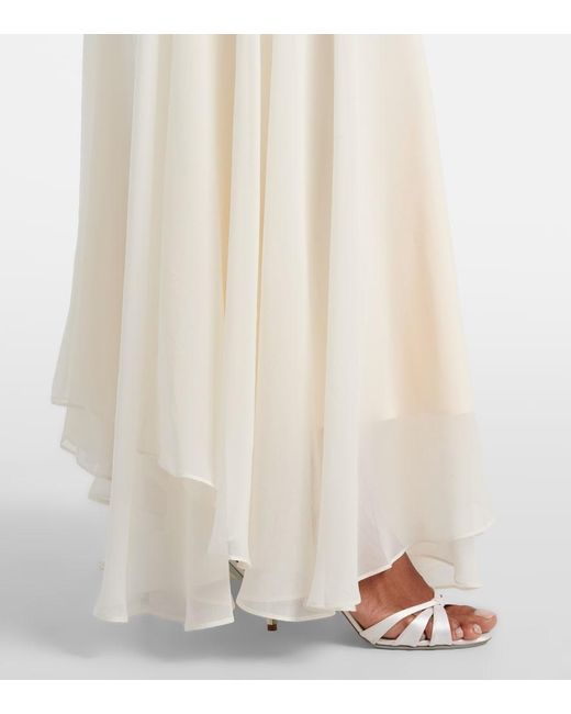 De La Vali White Bridal Dia Silk Chiffon Gown