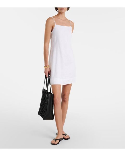 Velvet White Pilar Linen Minidress