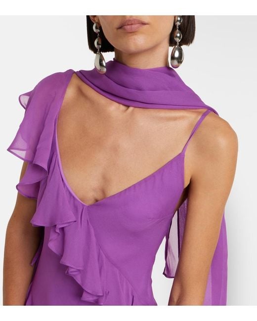 De La Vali Purple Mayara Ruffled Georgette Gown