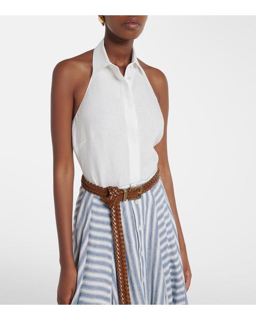 Ralph Lauren White Eldred Halterneck Linen Top