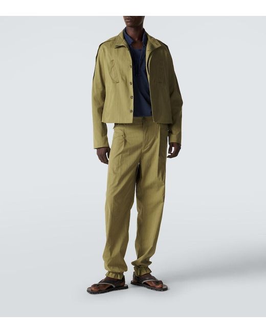 Kiko Kostadinov Green Egreta Striped Cotton-Blend Tapered Pants for men