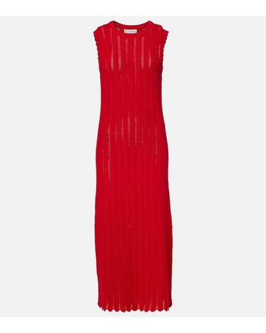 Altuzarra Red Sissi Open-Knit Cotton Midi Dress