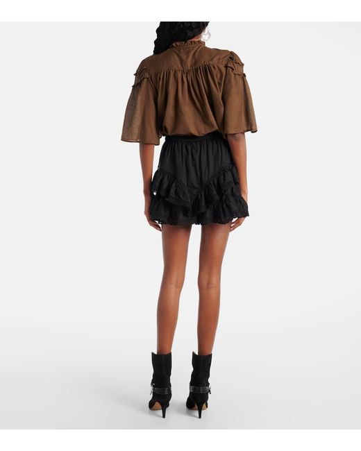 Shorts Geana De Algodon Con Volantes Isabel Marant de color Black