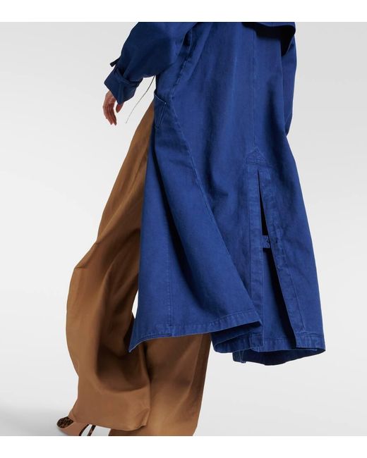 Max Mara Blue Calao Cotton Canvas Trench Coat