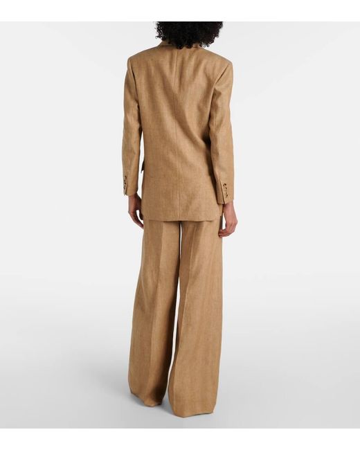 Max Mara Natural Double-Breasted Linen Blazer