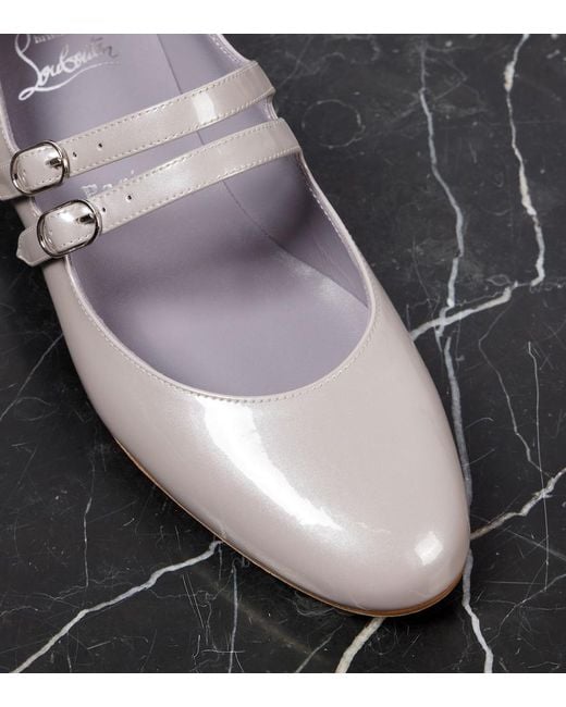 Christian Louboutin Gray Sweet Jane Patent Leather Mary Jane Flats