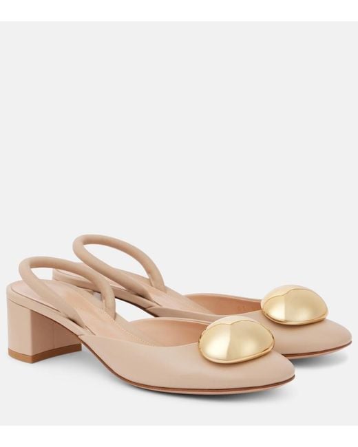 Gianvito Rossi Natural Sphera 45 Leather Slingback Pumps