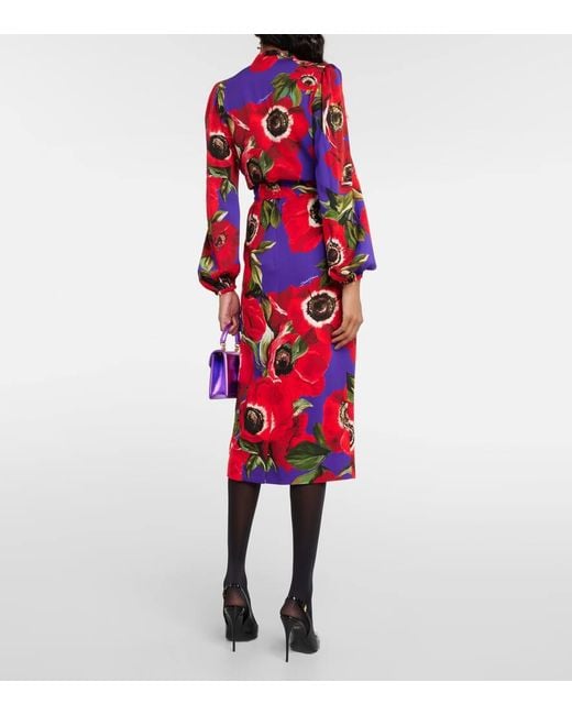 Falda de tubo con motivo floral Dolce & Gabbana de color Red