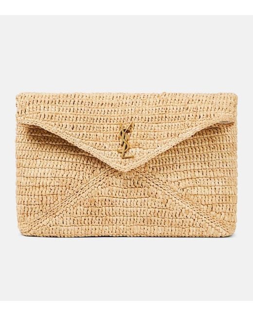 Pouch Cassandre Large De Rafia Saint Laurent de color Natural