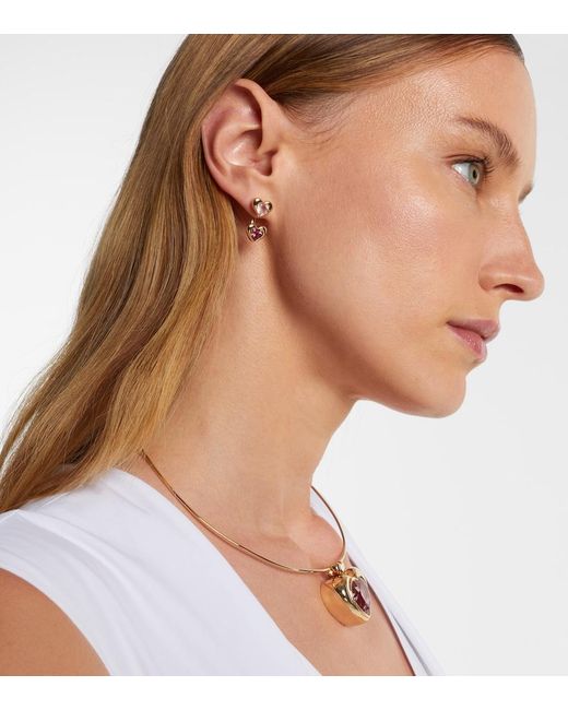 Roxanne First White 14Kt Earrings With Tourmaline And Rose Quartz