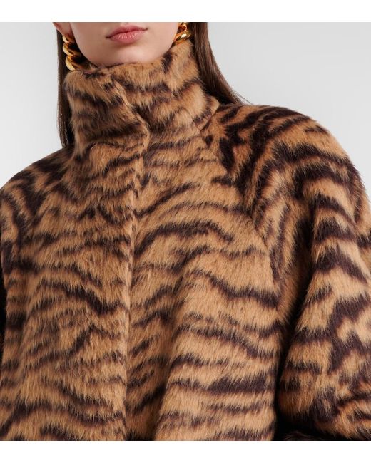 Alaïa Brown Wool-Blend Jacquard Coat