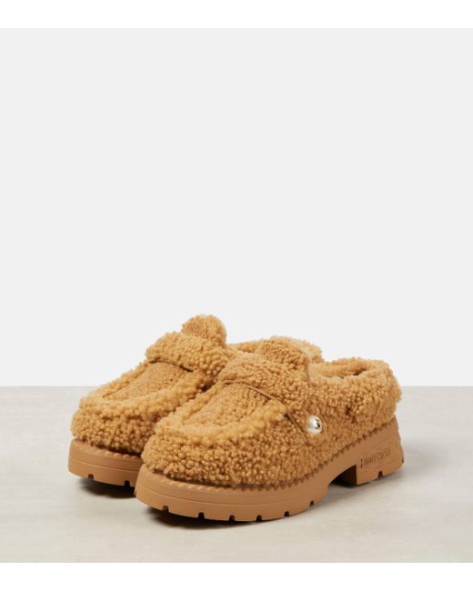 Jimmy Choo Brown Shea Shearling Mules