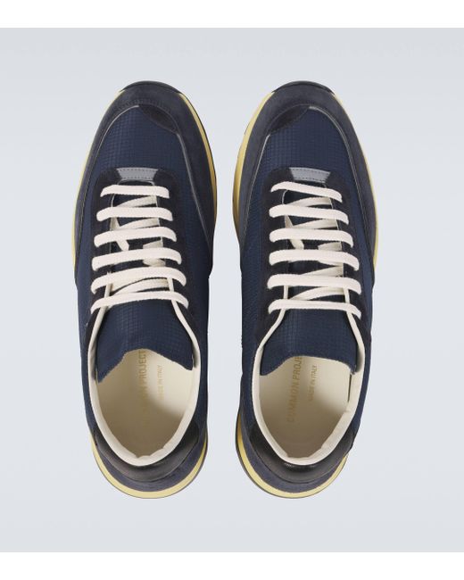 Common Projects Blue Track Classic Suede-Trimmed Sneakers for men