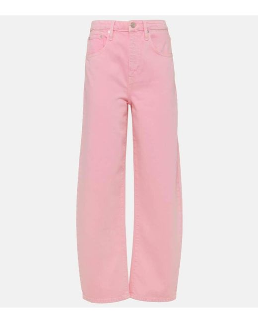 Jeans barrel fit de tiro alto FRAME de color Pink